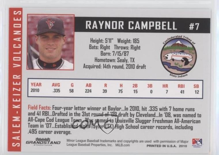 2010 Grandstand Salem-Keizer Volcanoes Raynor Campbell 0b0
