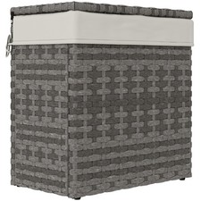 Cesta Contenitore Da Giardino E Casa In Rattan Con Tessuto Interno, 57x34x62cm, 