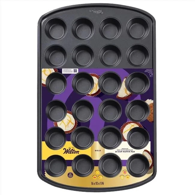 Wilton 6089609 10 x 16 in. Gold Mini Muffin Pan Black