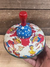 Vintage Ohio Art Company Tin Metal Spinning Top
