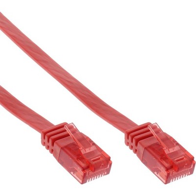 10x InLine Patchkabel flach, U/UTP, Cat.6, rot, 0,5m