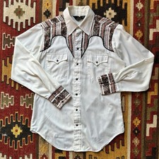 Vintage 1960s Sears Pearl Snap Western Shirt Sz M - Cut Hem