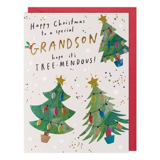 Grandson Christmas Card Special Tremendous Trees – Cute Festive Xmas Card