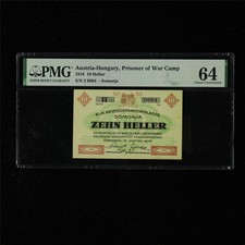 1916 Austria-Hungary Prisoner of War Camp 10 Heller PMG 64 Choice UNC