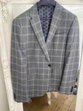 Next Tailoring Slim Fit Grey Check Single-Breasted 2-Button Blazer 44L
