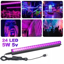 2PCS 48 LED UV Black Light Bar Fixture Ultraviolet Lamp Strip US Plug DJ Party