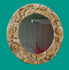 Specchio rotondo, Isola specchio rotondo artigianale - teak prezzo consigliato £259