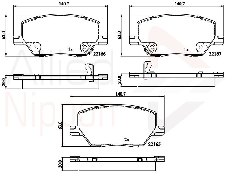 Brake Pad Set For Disc Front Fits Fiat 500X Jeep ALLIED NIPPON ADB32294