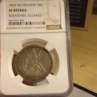 1839 No Drapery Seated Liberty Half Dollar 50C Silver NGC XF Details Cleaned