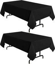 2 Pack Black Tablecloth 60 x 102 Inch Rectangle 6 Feet Table Cloth Stain