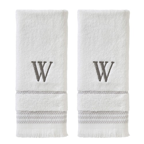 Casual Monogram Hand Towel Set, W, 16x26, White 2 Count
