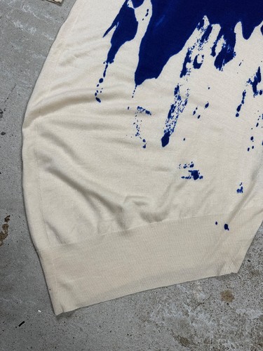 Alexander McQueen 2000s Abstract Print Cashmere Wool Asymmetrical Dress Paint - Picture 3 of 16
