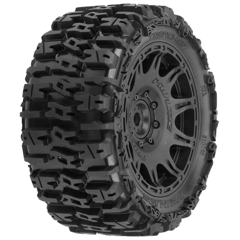 Proline PRO1024010 Trencher 5.7 Inch Tires Mounted On Raid Black 8x48 Removable