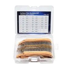 1000 Pcs 25 Values Resistor Kit 1 Ohm-1M Ohm with 5 1/4W Carbon Film Resistors