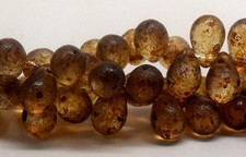 Crystal Picasso Etched, 6x9mm drops, 10 beads, b  6x9-55 