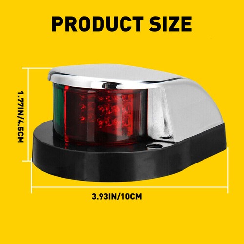 2 IN 1 Marine Yacht Boat Pontoon 12V Stainless Steel LED Bow Navigation Lights - Picture 5 of 9