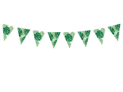 Girlande Aloha 15x130cm Deko Wimpelgirlande Palmenblätter Monstera Geburtstag