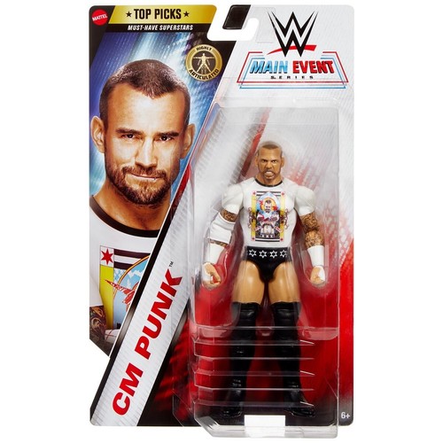 WWE 2025 Top Picks Main Event CM Punk Figur Wave 3 (weißes T-Shirt) auf Lager