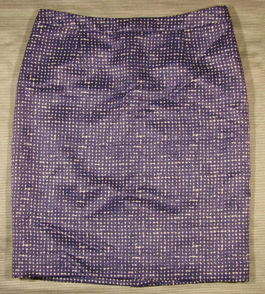 Tory Burch Printed Purple Pencil Skirt 8 cotton/wool/silk blend