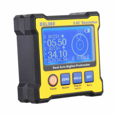 2.7  Portable DXL360 Dual Digital Angle Protractor W/ 5 Side Base X5M5 New