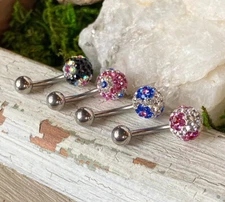 1pc Flower Gem Belly Ring Swarovski Crystal Navel Piercing Pierced Navel Jewelry