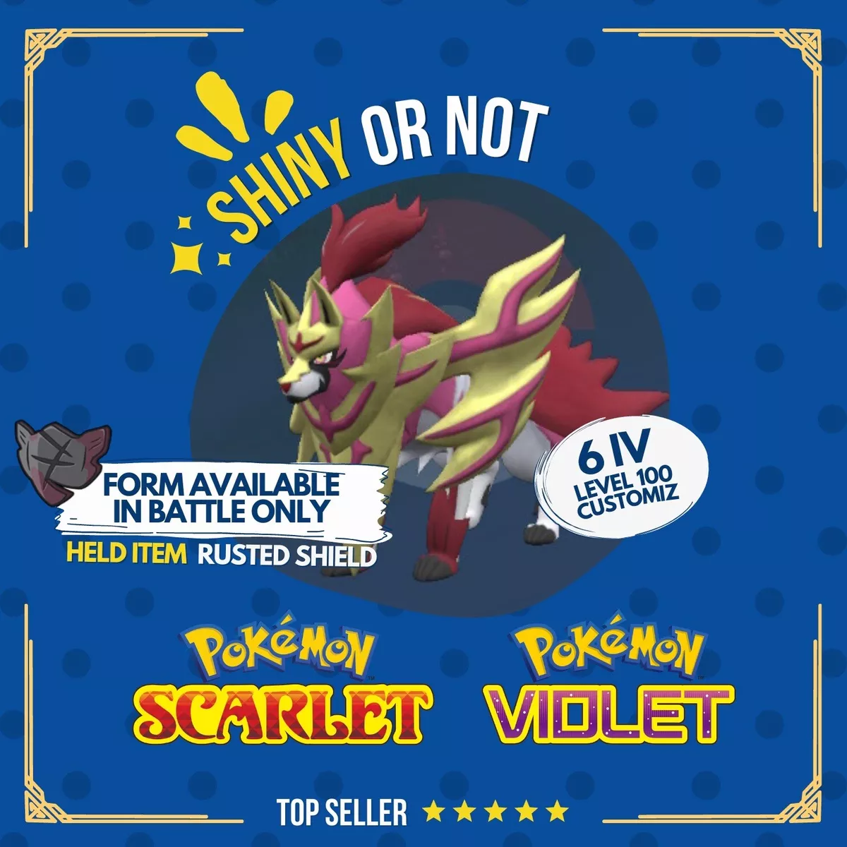 Zamazenta Crowned Shield Shiny or Non 6 IV Competitive Pokémon Scarlet  Violet