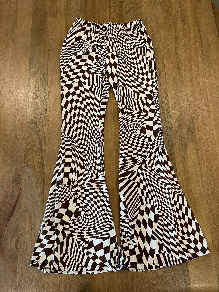 Rue 21 Brown & White Patterned Flare Pants Women Size M Medium