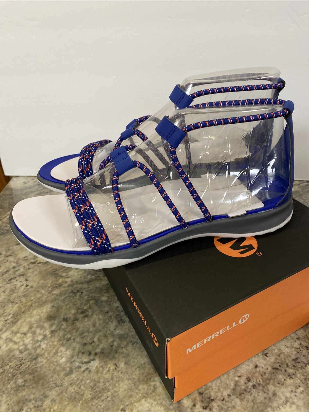 Merrell Sunstone sandali gladiatore elasticizzati blu rosa sodalite con cinturino 10M