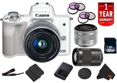 Canon EOS M50 Mirrorless Digital Camera (Intl Model) Model w/ 15-45mm is STM and