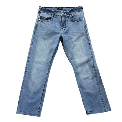 True Religion Jeans W32 L27 Ricky Relaxed Straight Cropped Blau Medium Wash