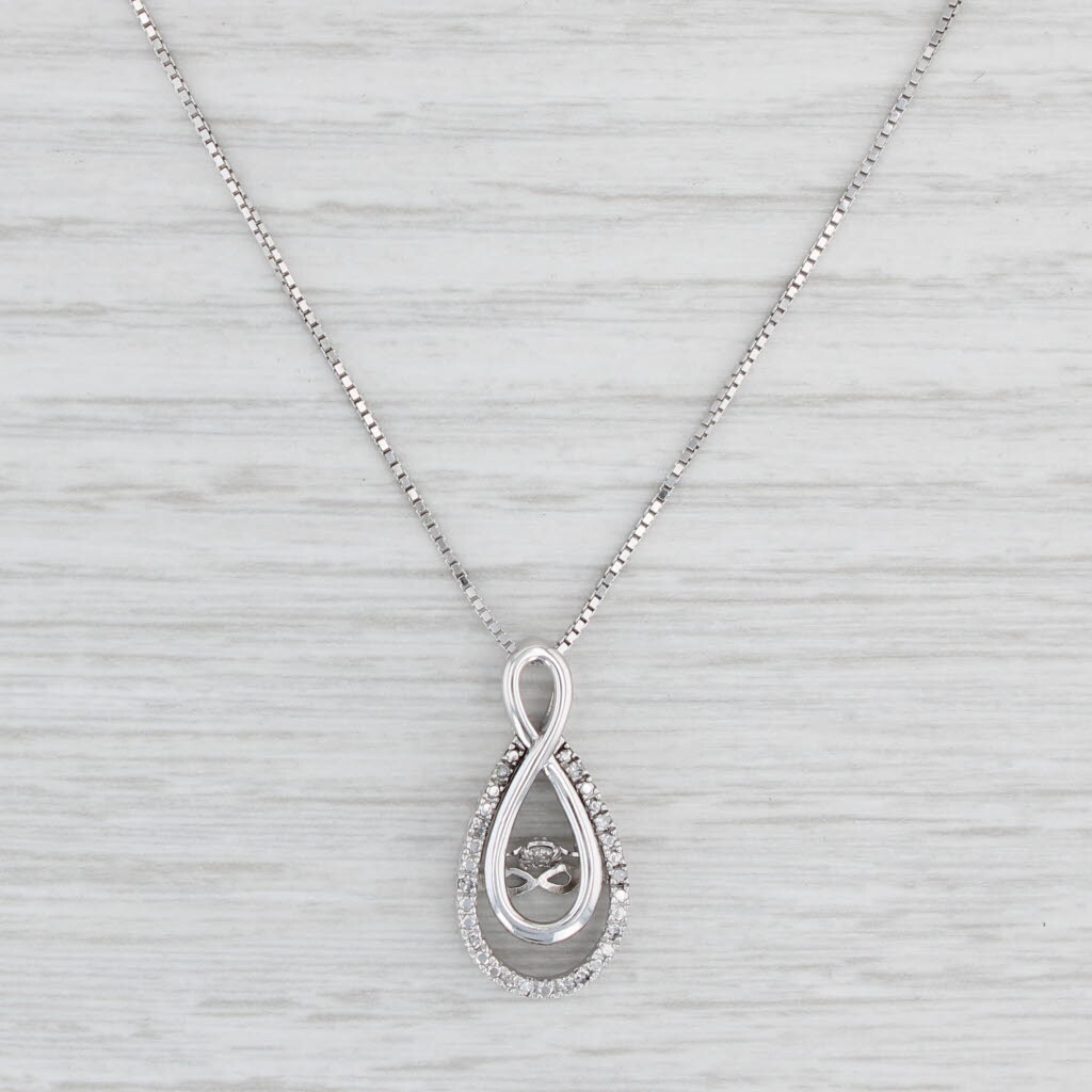 New Floating Diamond Infinity Teardrop Pendant Necklace