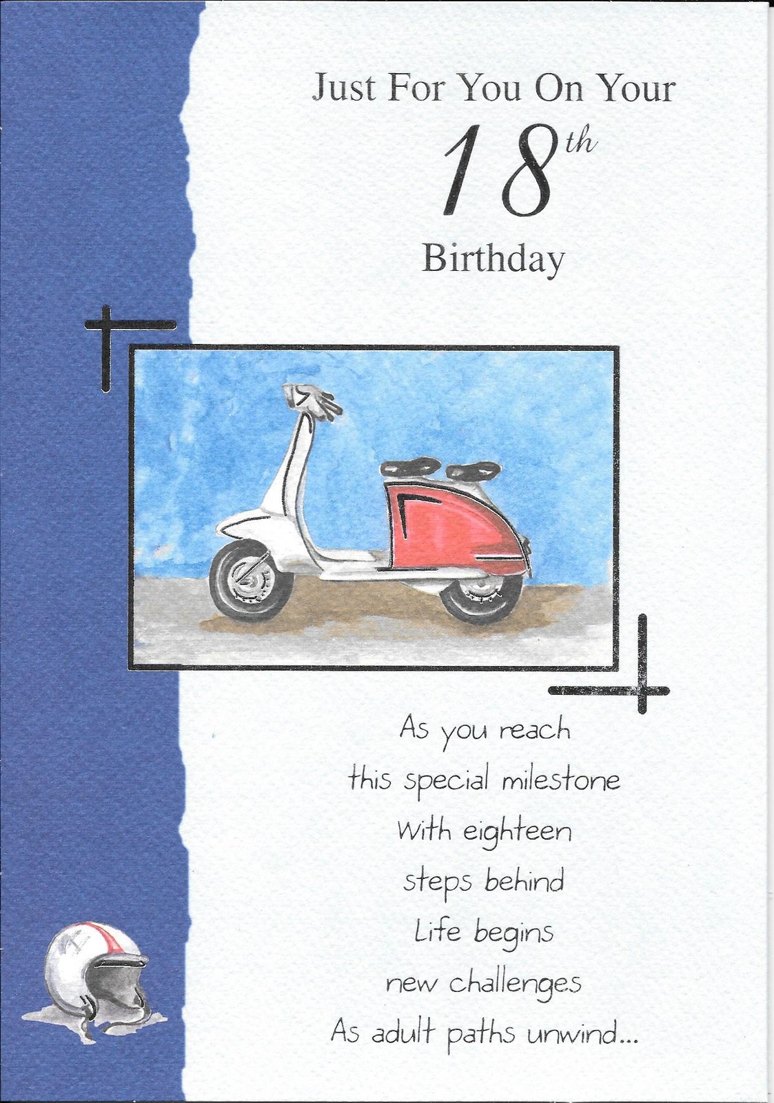 LARGER SIZE 18th BIRTHDAY CARD - AGE 18 - SCOOTER/MOPED