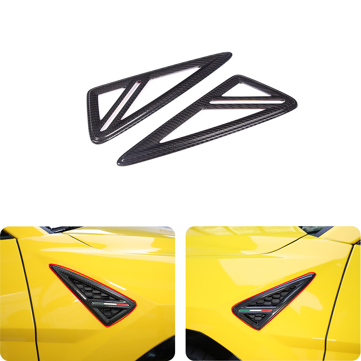 Fits 2018-2025 Lamborghini URUS Front Fender Vent Trim Cover Real Carbon Fiber