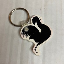 Black and White Rooster Rubber Keychain
