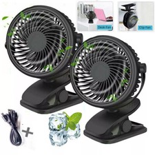 Clip On Fans 3 Speed USB Rechargeable Mini Cooling Desk Baby Stroller Portable