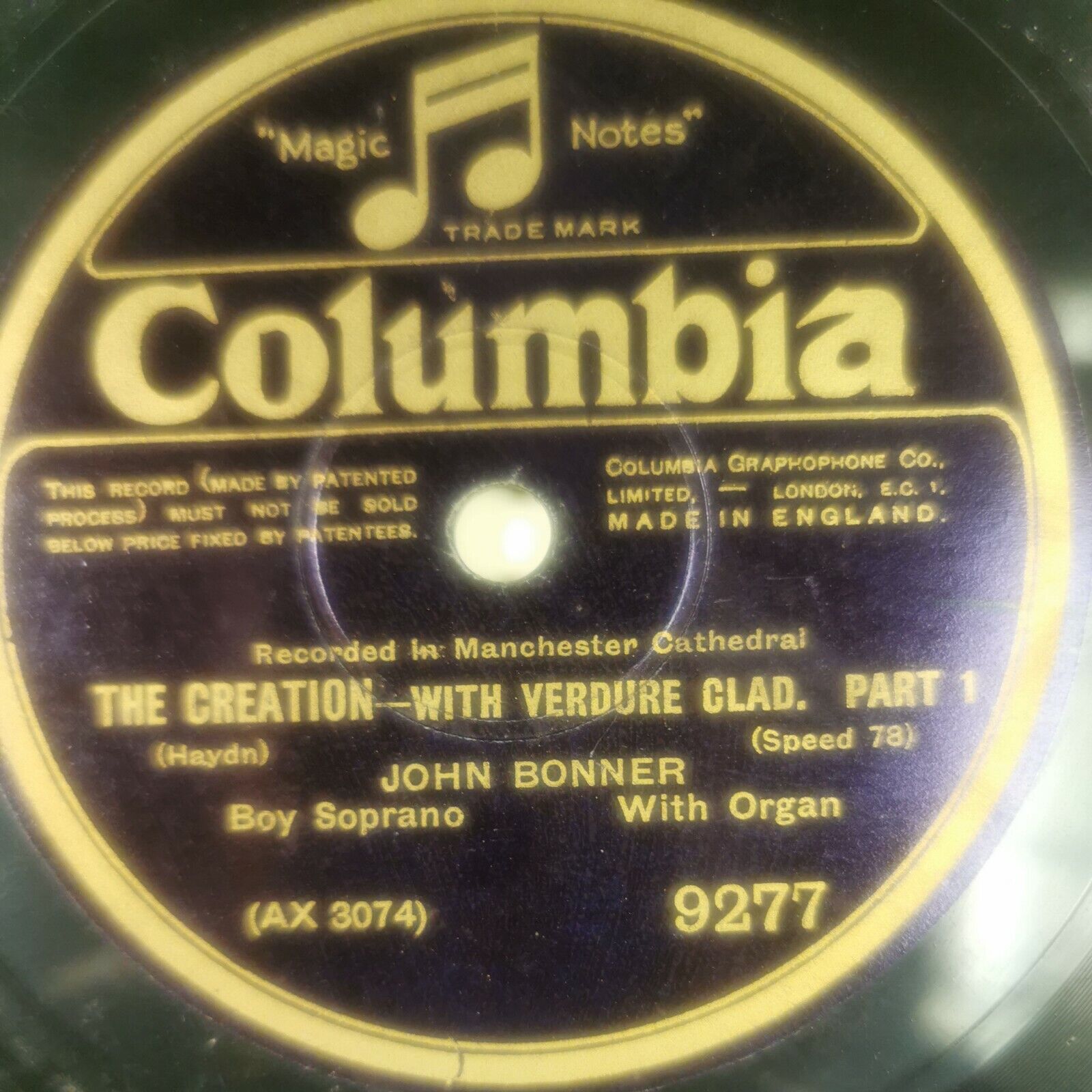 JOHN BONNER - The Creation: With Verdure Clad 12" 78 rpm disc (A+)