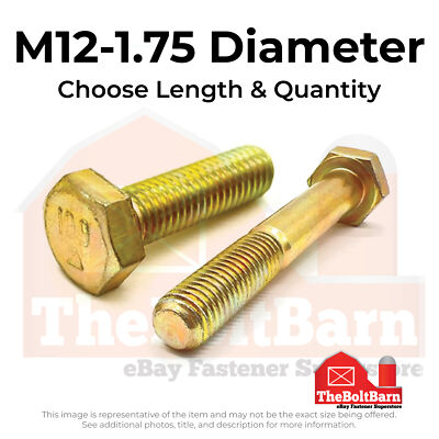 #ad M12 1.75 Class 10.9 Hex Cap Screws Zinc Yellow Choose Length amp; Qty $291.41