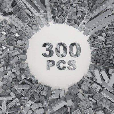 300 Pieces of Classic Building Blocks Light Grey Basic Bricks Compatible with...