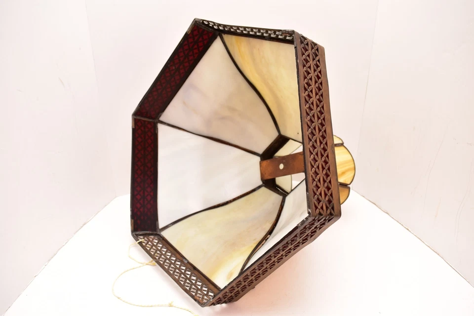 ENORME Colgante Victoriano Mármol Curvado Vidrio Mármol Techo Pantalla Luz Foto 3 de 4