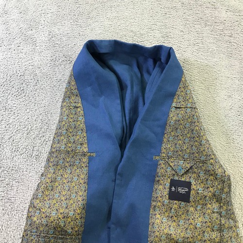 New Penguin Blazer Mens 46 R Sports Coat Blue Skinny Jacket Linen Casual Adult - Picture 13 of 15