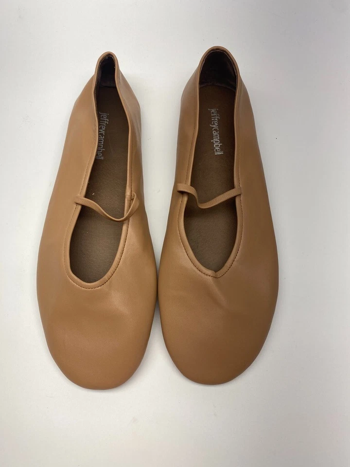 Женская кожаная танцовщица Jeffrey Campbell темно-бежевая плоская размер 10 - Изображение 2 из 4
