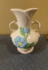 VINTAGE HULL POTTERY DOUBLE HANDLE MAGNOLIA VASE H7-6.5"