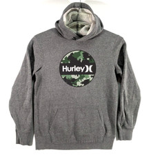 Hurley Sweater Youth 18/20 Gray Camo Logo Hooded Hoodie Skate Surf Beach