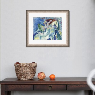 Framed Canvas Giclee Print Woman on the horse by Marc Chagall Wall