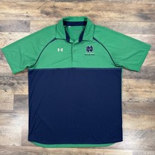 Under Armour Shirt Mens XL Green HeatGear Notre Dame Fighting Irish Polo Golf
