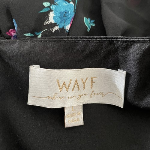 WAYF Womens Darlene Tiered Ruffled Short Sleeve Black Floral Midi Dress Large - Picture 6 of 16