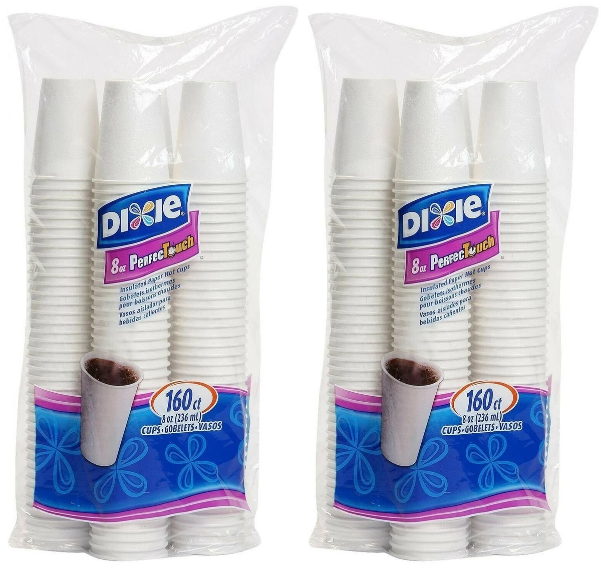 Dixie 8 oz Hot Cups Perfectouch 320 Count White