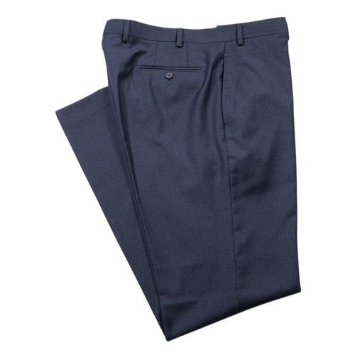 Ralph Lauren Anzughose für Herren 36 x 34 blau kariert Wolle flache Vorderseite gerade Hose
