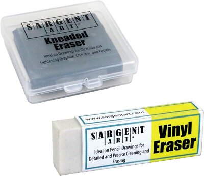 Sargent Art 36-0009 Set Kneaded Eraser & Vinyl Eraser (2 Pack) , White