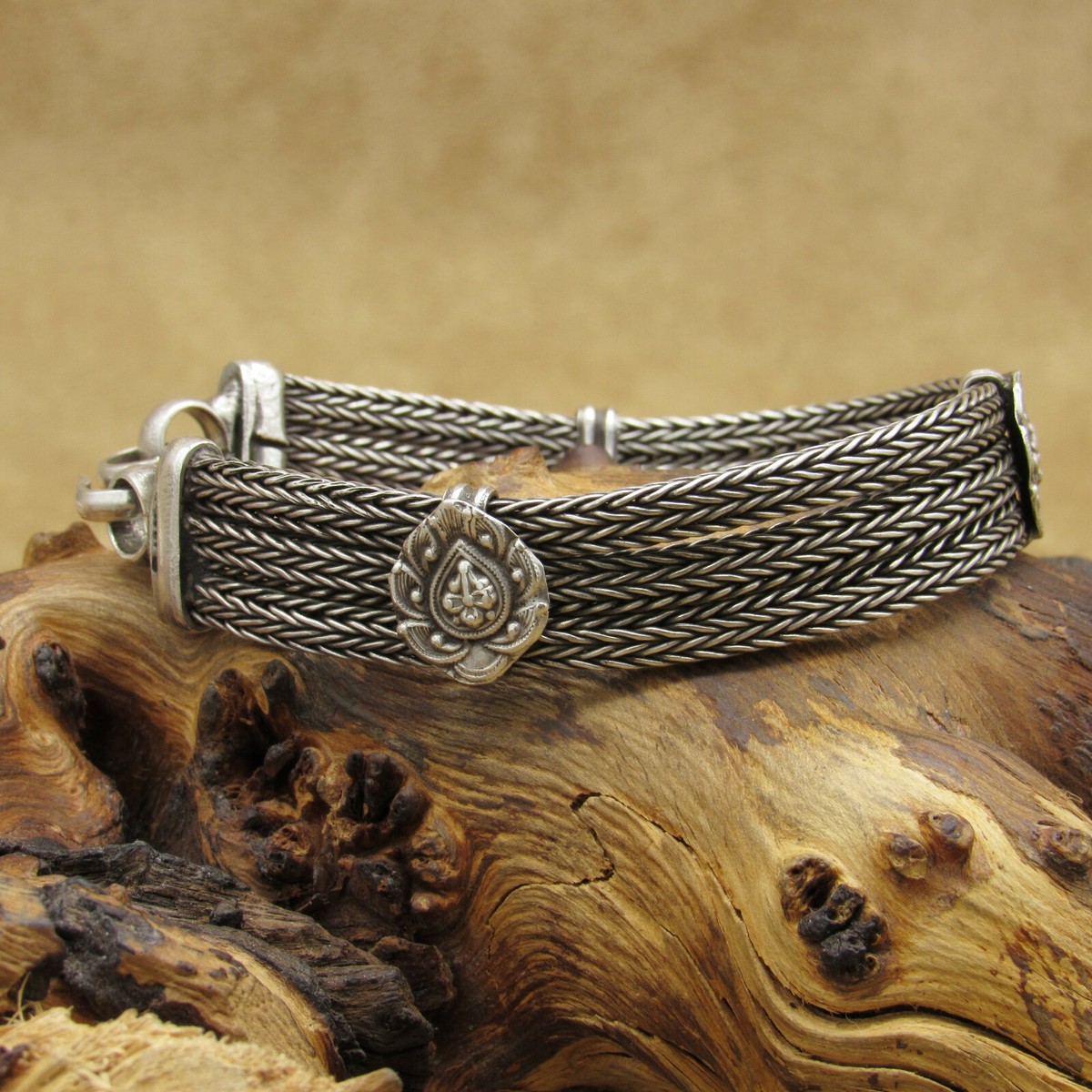 Sterling Silver Chain Bracelet with 3 Spacers and Hook Clasp | eBay